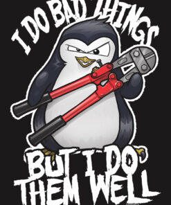Psycho Penguin I Do Bad Things Mens Premium Black T Shirt 4