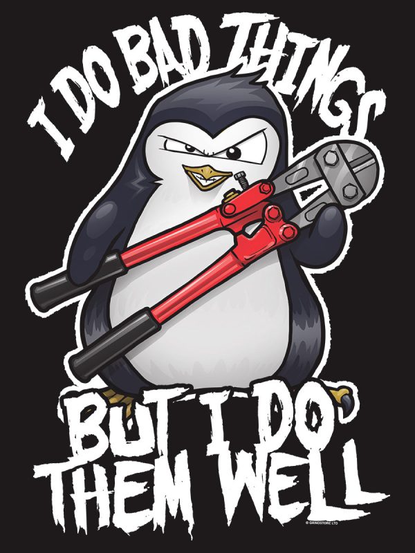 Psycho Penguin I Do Bad Things Men’s Premium Black T-Shirt