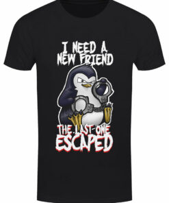 Psycho Penguin I Need A New Friend Mens Black T Shirt 1