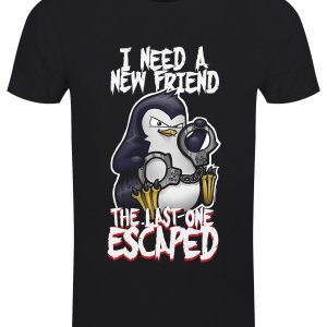 Psycho Penguin I Need A New Friend Mens Black T Shirt 1