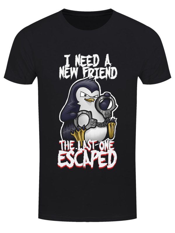 Psycho Penguin I Need A New Friend Men’s Black T-Shirt