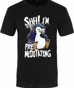 Psycho Penguin Shh! Im Pre Meditating Mens Premium Black T Shirt 1