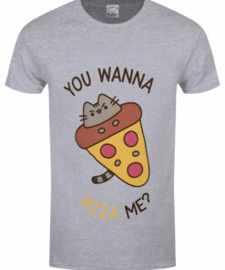 Pusheen Wanna Pizza Me Mens Heather Grey T Shirt 1