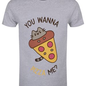 Pusheen Wanna Pizza Me Men’s Heather Grey T-Shirt