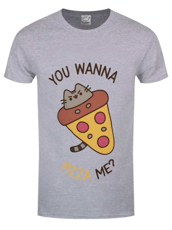 Pusheen Wanna Pizza Me Men’s Heather Grey T-Shirt