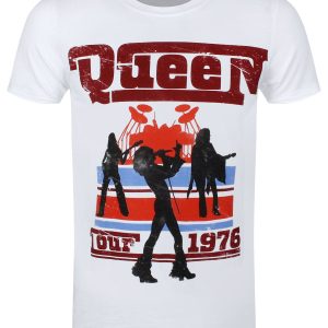 Queen 76 Tour Silhouettes Mens White T Shirt 1