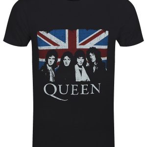 Queen Vintage Union Jack Mens Black T Shirt 1