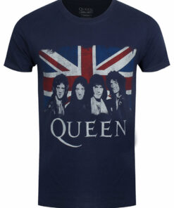 Queen Vintage Union Jack Mens Navy T Shirt 1