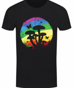 Rainbow Mushroom Mens Black T Shirt 1