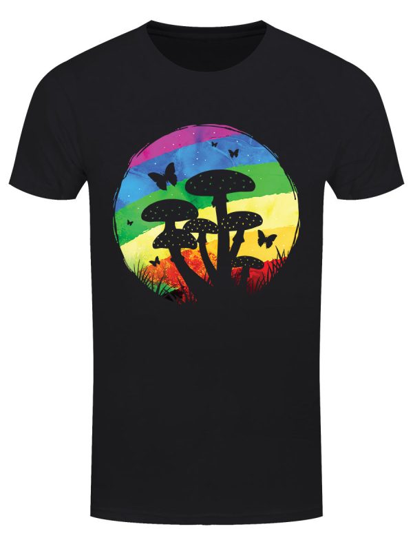 Rainbow Mushroom Men’s Black T-Shirt