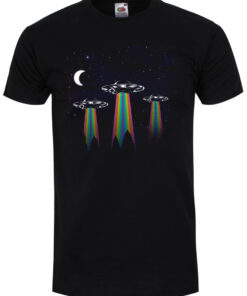 Rainbow UFO Mens Black T Shirt 1