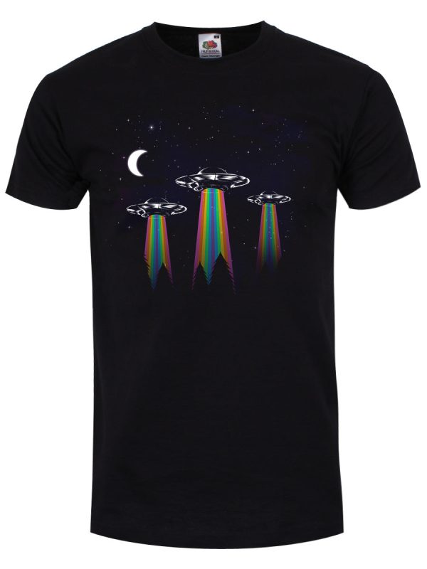 Rainbow UFO Men’s Black T-Shirt