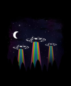 Rainbow UFO Men's Black T-Shirt 2 Rainbow UFO Mens Black T Shirt 3