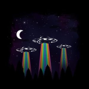 Rainbow UFO Mens Black T Shirt 3