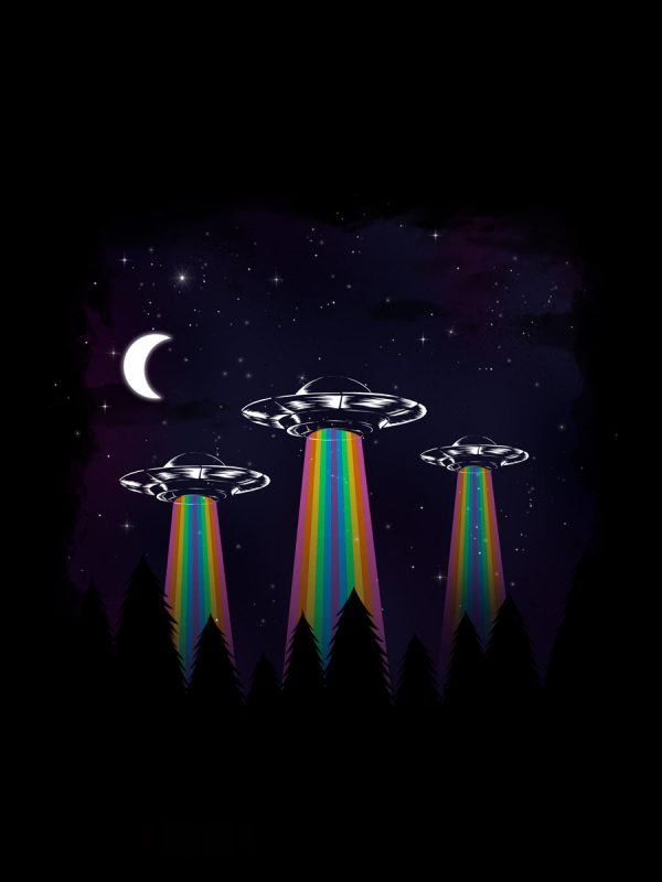 Rainbow UFO Men’s Black T-Shirt