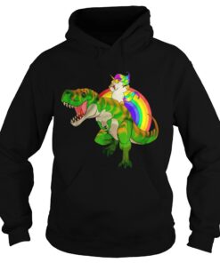 Rainbow Unicorn Riding T Rex Shirt 2