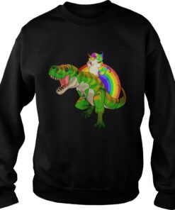 Rainbow Unicorn Riding T Rex Shirt 3