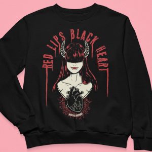 Red Lips Black Heart Sweatshirt