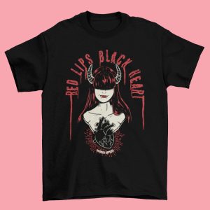 Red Lips Black Heart T-Shirt