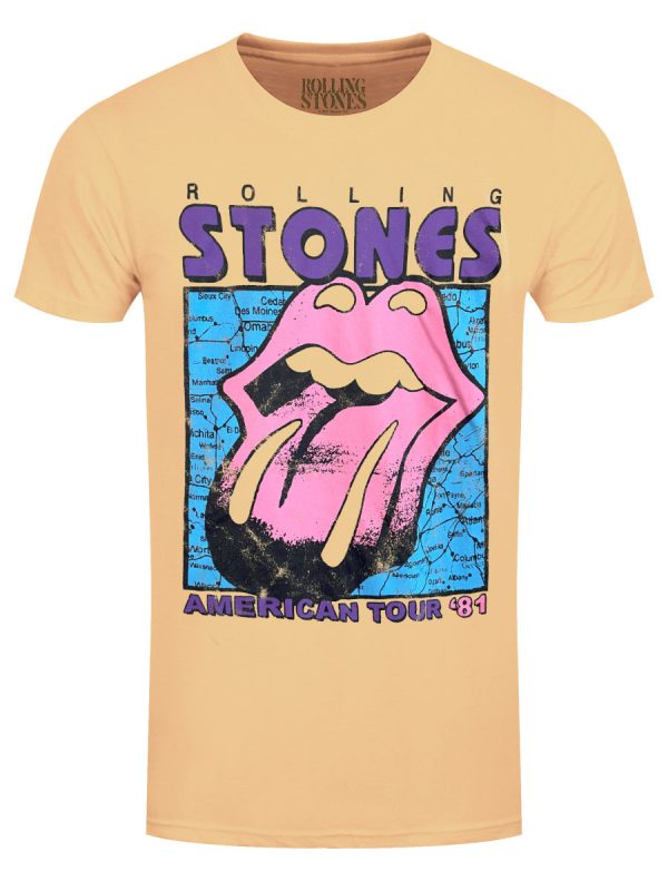 Rolling Stones American Tour Map Men’s Cream T-Shirt