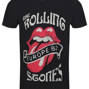 Rolling Stones Europe 82 Tour Mens Black T Shirt 1