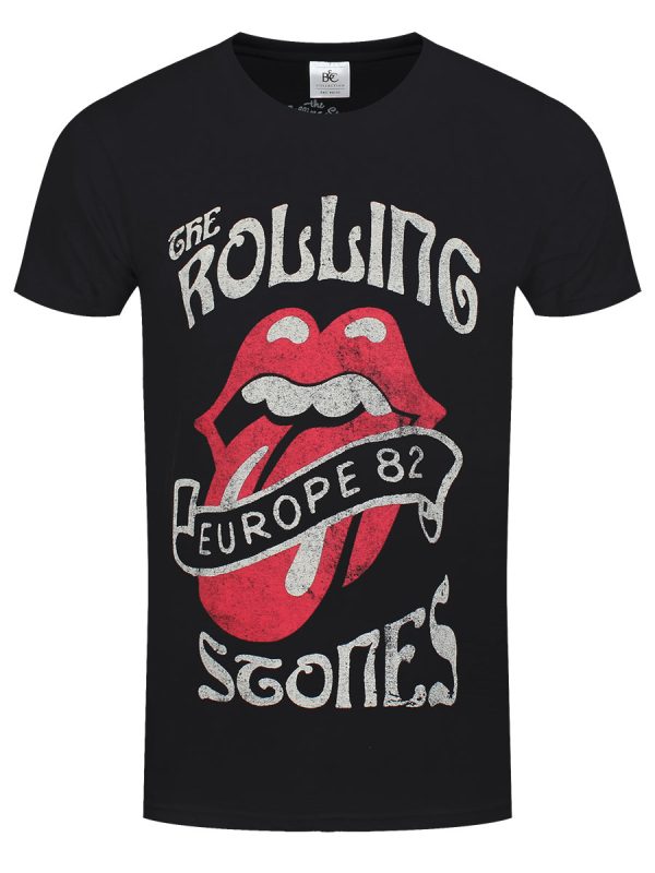 Rolling Stones Europe 82 Tour Men’s Black T-Shirt