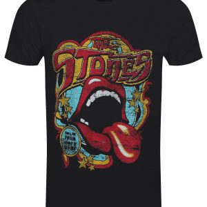 Rolling Stones Retro 70s Vibe Men’s Black T-Shirt