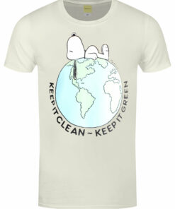 Snoopy Keep It Green Mens Cream T Shirt 1
