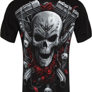 Spiral Day Of The Dead Bikers Men’s Black T-Shirt