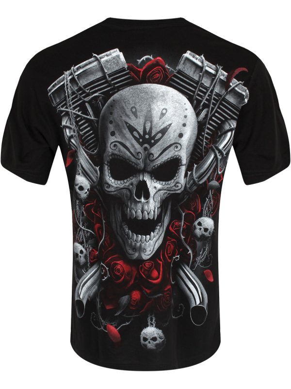 Spiral Day Of The Dead Bikers Men’s Black T-Shirt