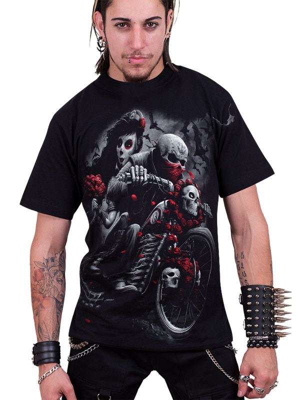 Spiral Day Of The Dead Bikers Men’s Black T-Shirt