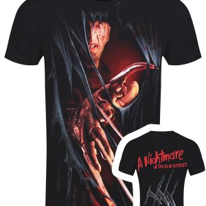 Spiral Freddy Claws Elm Street Men’s Black T-Shirt