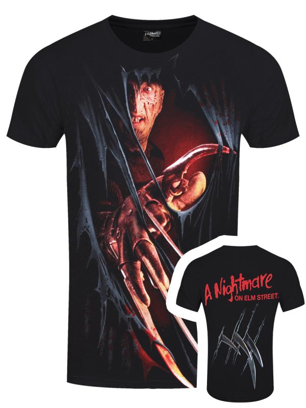 Spiral Freddy Claws Elm Street Men’s Black T-Shirt