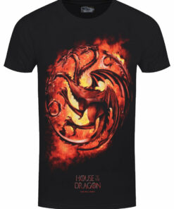 Spiral House of the Dragon Flames Mens Black T Shirt 1