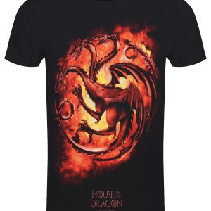 Spiral House of the Dragon Flames Mens Black T Shirt 1