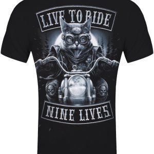 Spiral Nine Lives Mens Black T Shirt 2