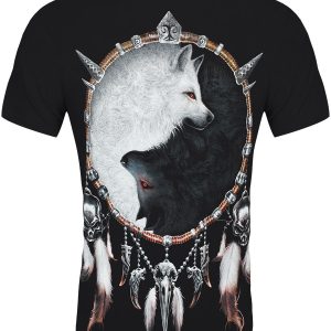 Spiral Wolf Chi Mens Black T Shirt 2