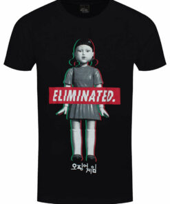 Squid Game Elimination Doll Mens Black T Shirt 1