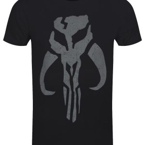 Star Wars Mandalorian Distressed Crest Men’s Black T-Shirt