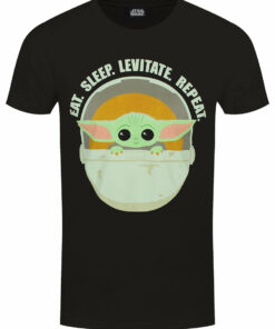 Star Wars Mandalorian Eat Sleep Levitate Mens Black T Shirt 1