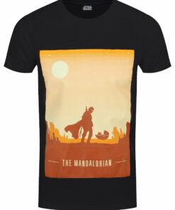Star Wars Mandalorian Retro Poster Mens Black T Shirt 1