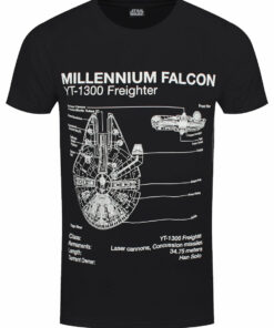 Star Wars Millennium Falcon Sketch Mens Black T Shirt 1