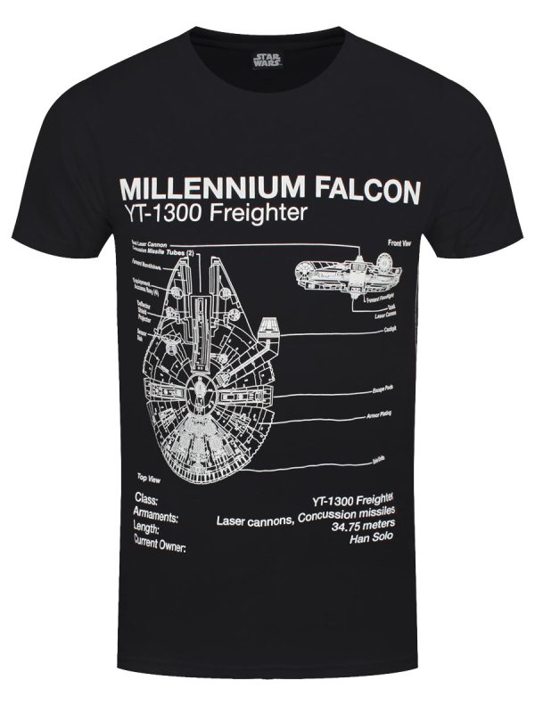 Star Wars Millennium Falcon Sketch Men’s Black T-Shirt