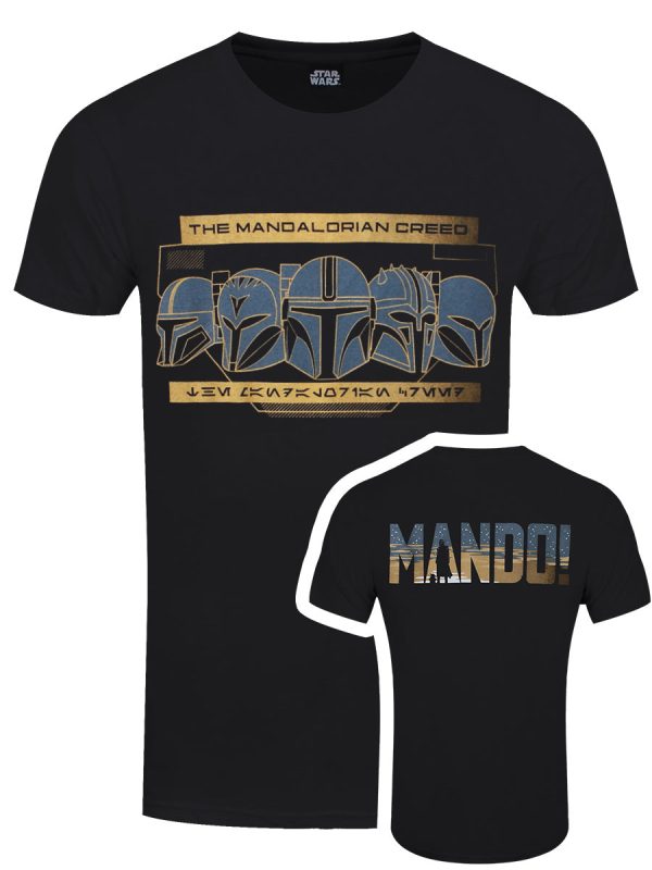 Star Wars The Mandalorian Row of Helmets Men’s Black T-Shirt