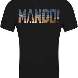 Star Wars The Mandalorian Row of Helmets Men’s Black T-Shirt