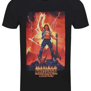 Stranger Things Eddie Rocks Mens Black T Shirt 1