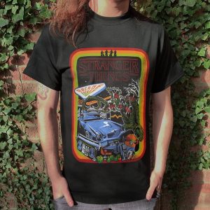 Stranger Things Retro Boarder Mens Black T Shirt 3