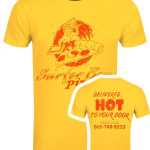 Stranger Things Surfer Boy Pizza Men’s Yellow T-Shirt