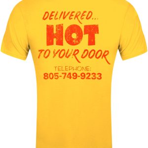 Stranger Things Surfer Boy Pizza Mens Yellow T Shirt 2