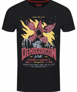 Stranger Things Vintage Demogorgon Mens Black Acid Wash T Shirt 1